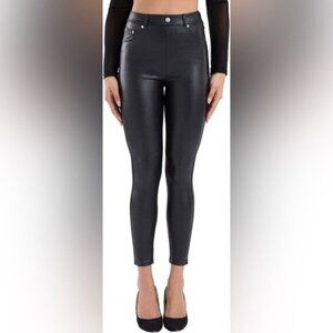 Tagoo Women's High Waisted Leather Pleather Pants with Pockets, Size Small